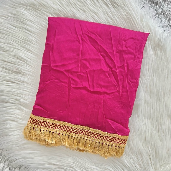 Vintage pink pure silk chiffon Indian scarf - Picture 3 of 7